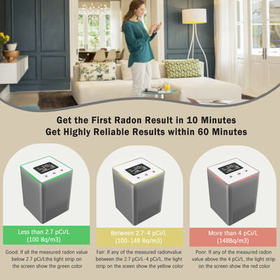 अच्छी कीमत एलसीडी डिस्प्ले के साथ पोर्टेबल स्मार्ट रेडॉन गैस डिटेक्टर - तहखाने और कार्यालय वायु गुणवत्ता के लिए तत्काल परिणाम ऑनलाइन