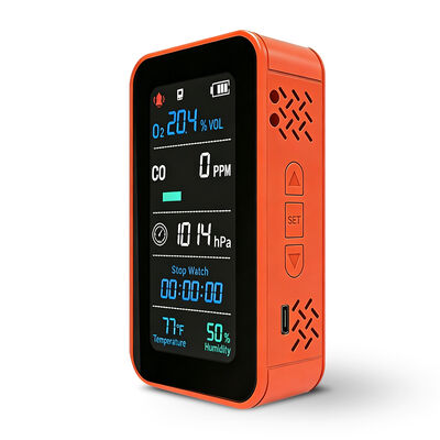 PT09 6-इन-1 वायु गुणवत्ता मॉनिटर - तापमान/आरएच/ऊंचाईमीटर/बैरोमीटर के साथ CO O2 डिटेक्टर, रिचार्जेबल पोर्टेबल गैस मॉनिटर